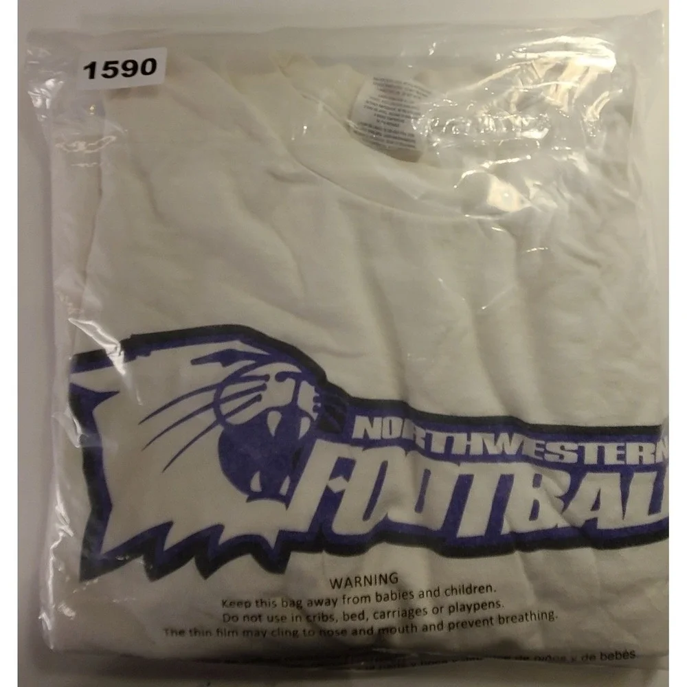 Vintage Adidas Northwestern Football T-Shirt Men's XL White‎ Wildcats NCAA 90s